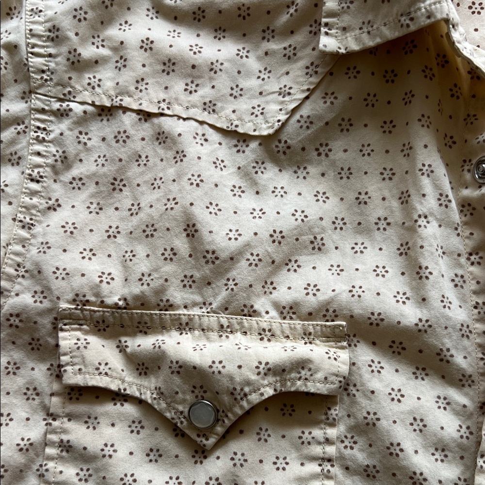 LUCKY BRAND Men Light Brown Patterned Casual Shirt Western comfort - Picture 3 of 9